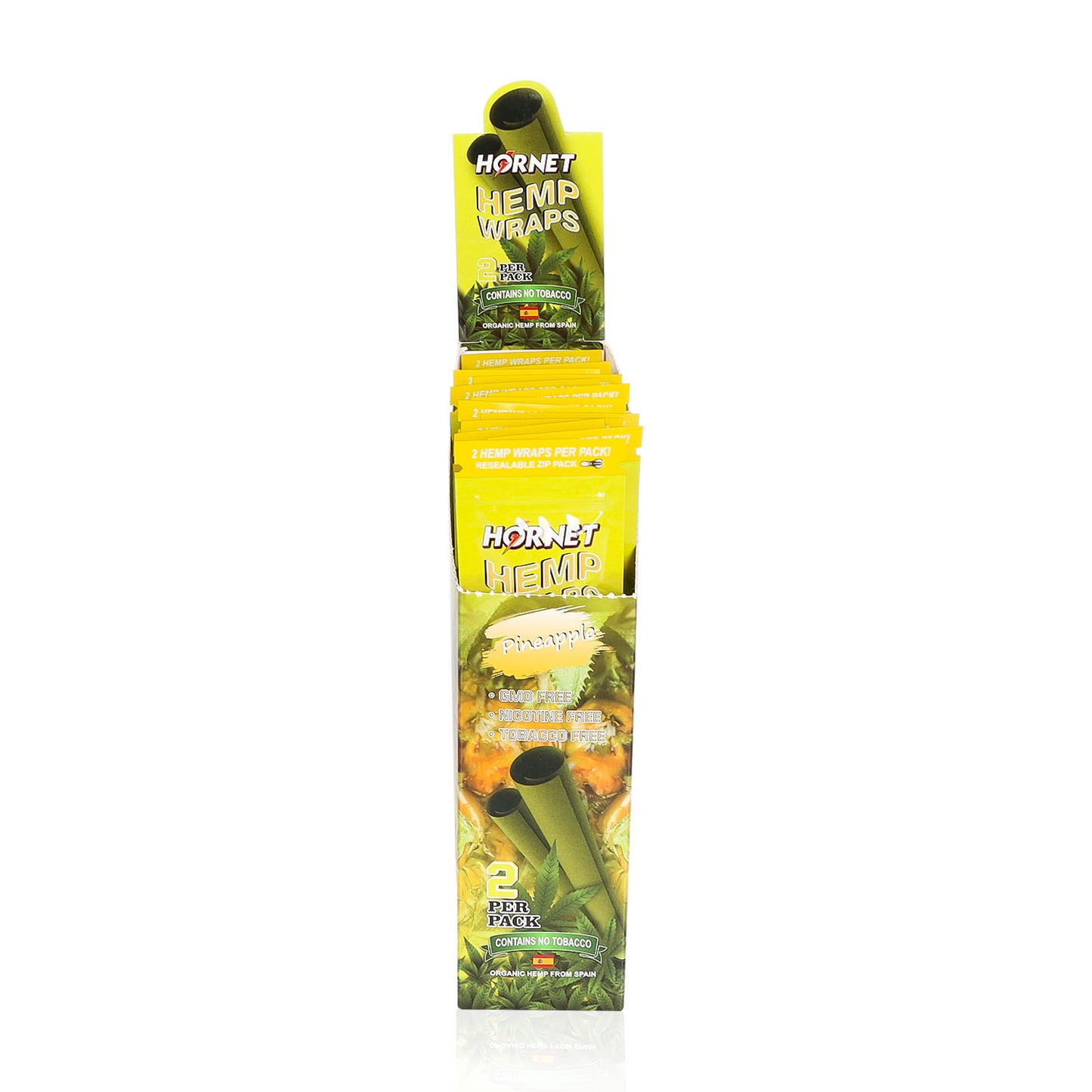 Hornet Pineapple Flavoured Hemp Blunt Wraps 30 Hemp Wraps Per Box