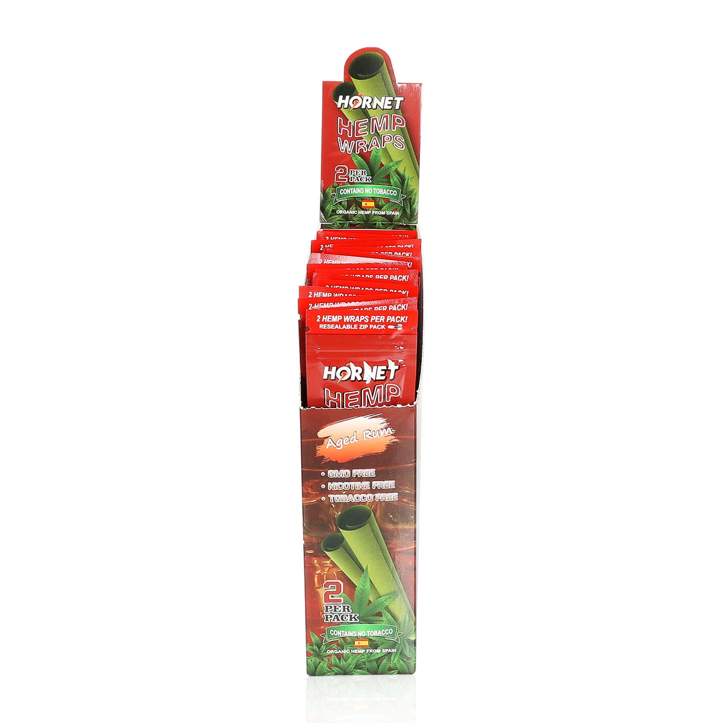 Hornet Rum Flavoured Hemp Blunt Wraps 30 Hemp Wraps Per Box