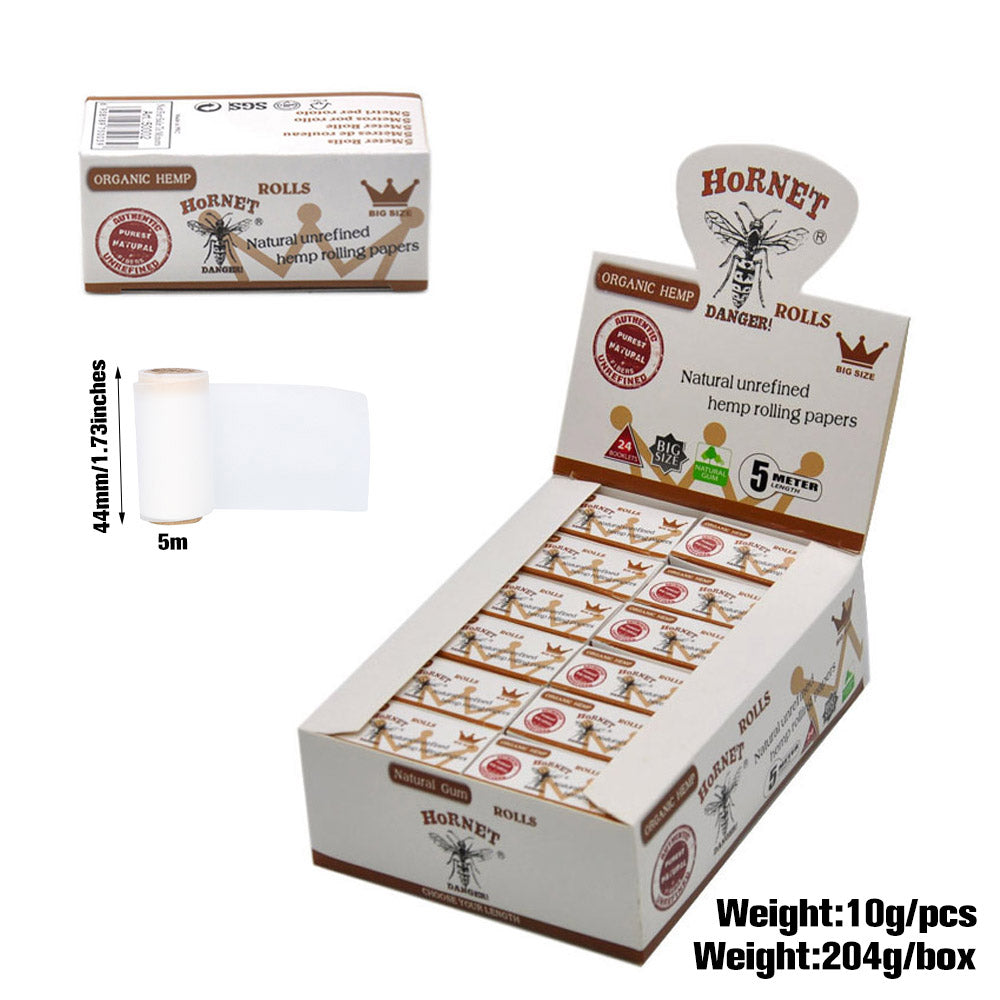 HORNET 5 m Free Rolling Papers, Organic White Rolling Paper, 24 PCS / Box