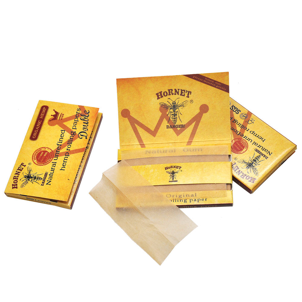 HORNET 70 mm Rolling Papers, Natural Slim Rolling Papers, Brown Organic Rolling Paper, 100 Leaves / Pack 25 Pack / Box