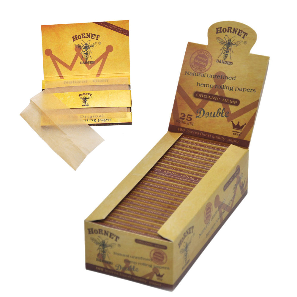HORNET 70 mm Rolling Papers, Natural Slim Rolling Papers, Brown Organic Rolling Paper, 100 Leaves / Pack 25 Pack / Box