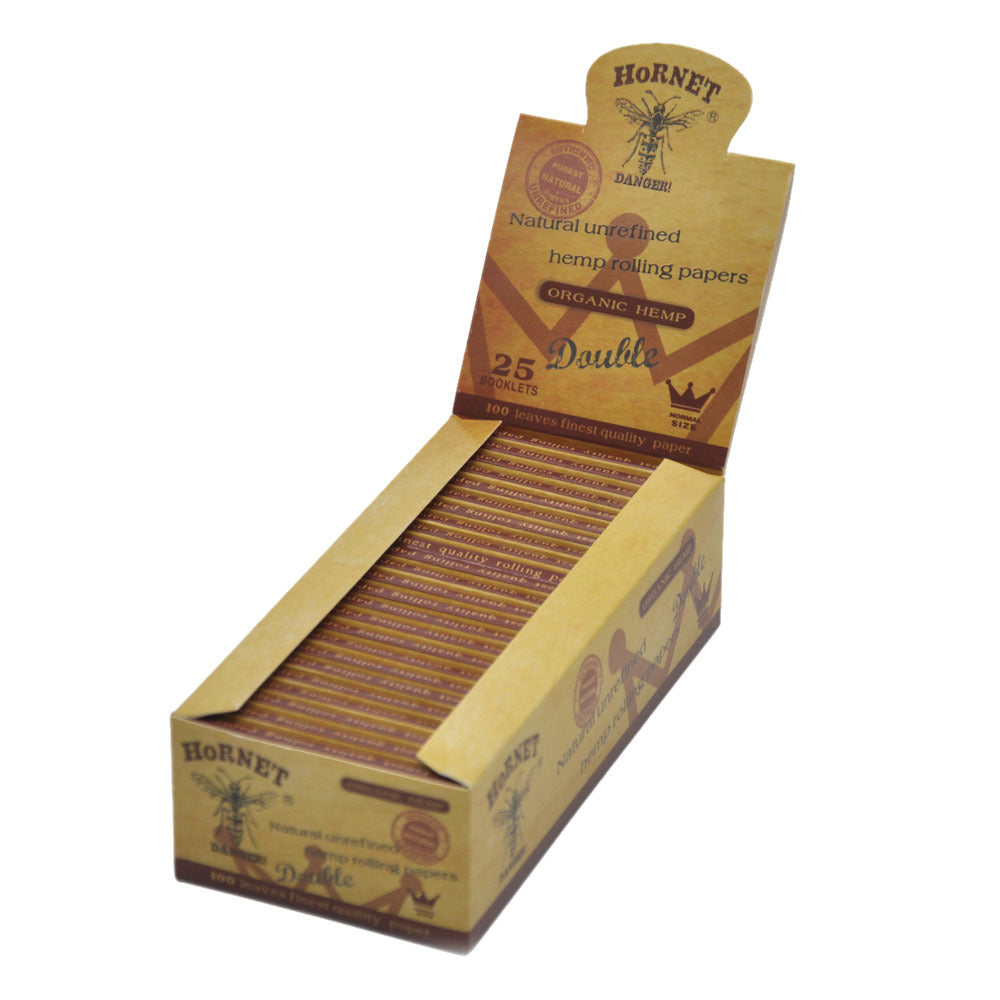 HORNET 70 mm Rolling Papers, Natural Slim Rolling Papers, Brown Organic Rolling Paper, 100 Leaves / Pack 25 Pack / Box
