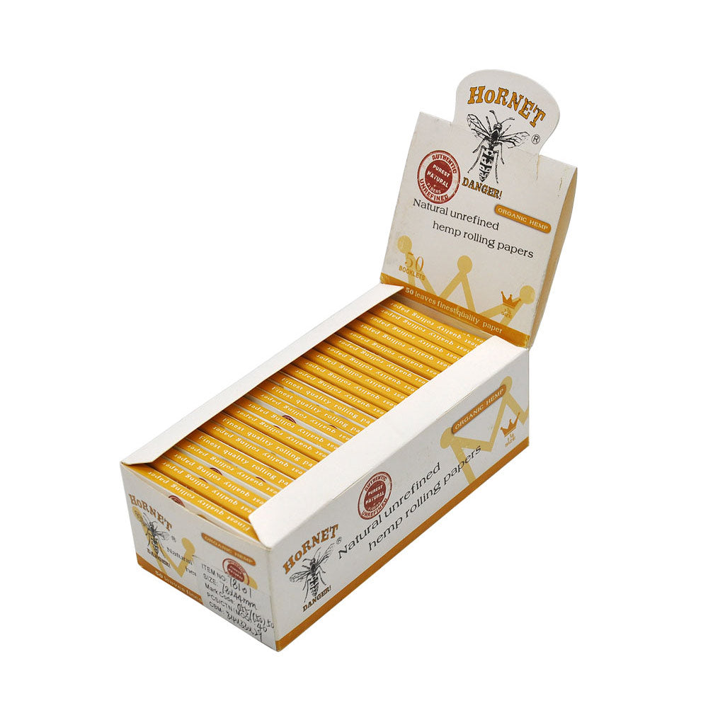 HORNET 1 1/4 Size Rolling Papers, Natural Slim Rolling Papers, White Organic Rolling Paper, 50 Leaves / Pack 50 Pack / Box