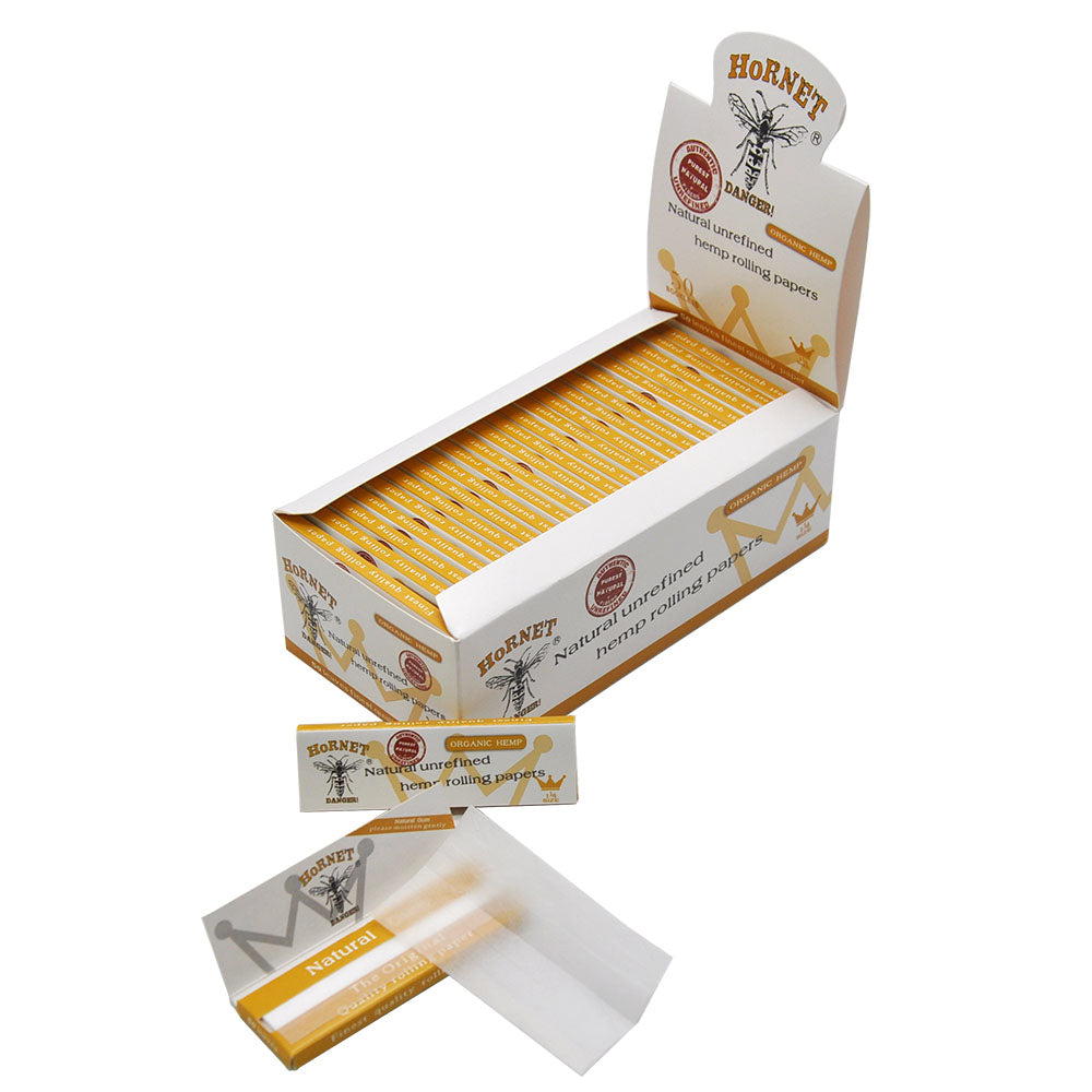 HORNET 1 1/4 Size Rolling Papers, Natural Slim Rolling Papers, White Organic Rolling Paper, 50 Leaves / Pack 50 Pack / Box