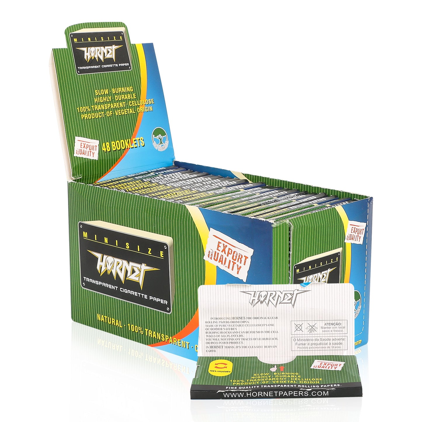 HORNET Silvery Transparent Cellulose Rolling Papers, 1 1/4 Size Clear Rolling Paper, 50 Pieces / Pack 48 Packs / Box