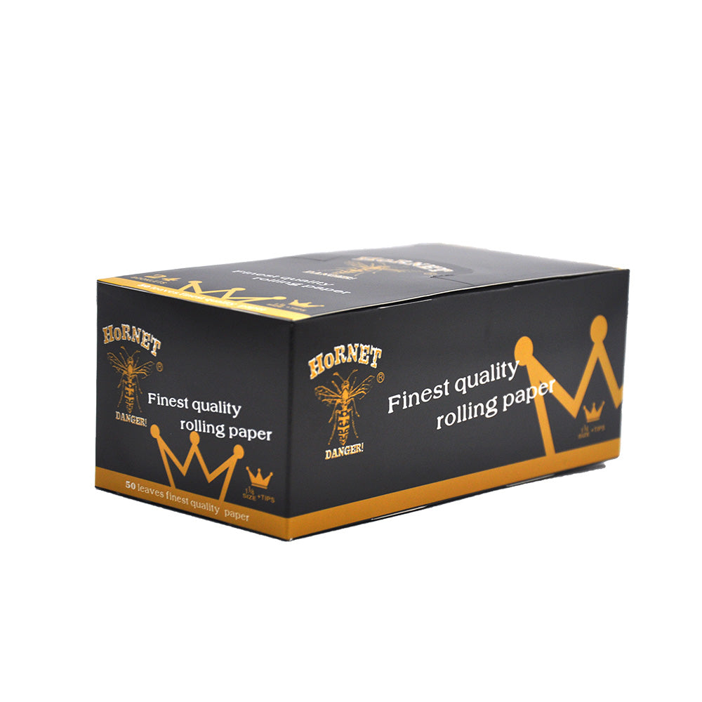 HORNET 1 1/4 Size White Rolling Paper With White Tips, Natural Slim Rolling Papers, 50 PCS / Pack 50 Packs / Box