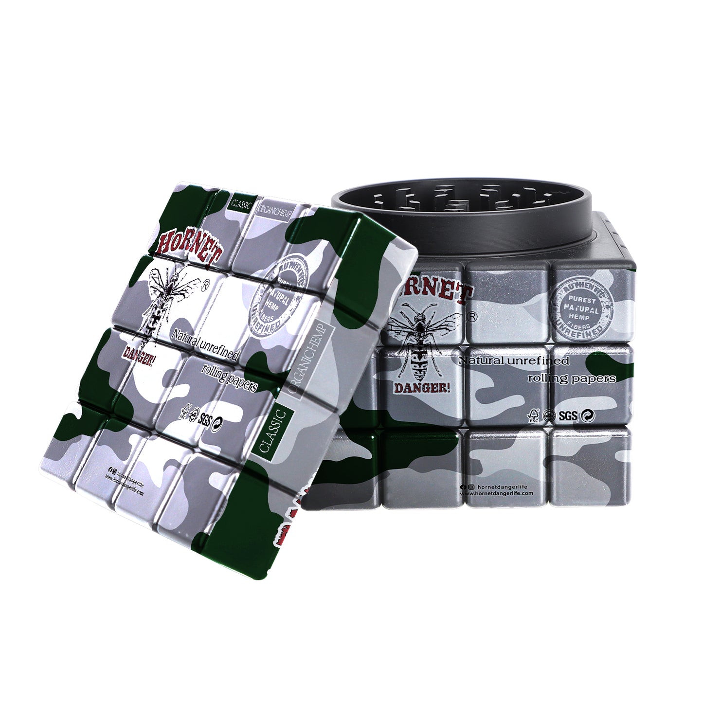 HORNET 60 mm Cube Shape Plastic Herb Grinder, 4 Lay Herbal Grinder