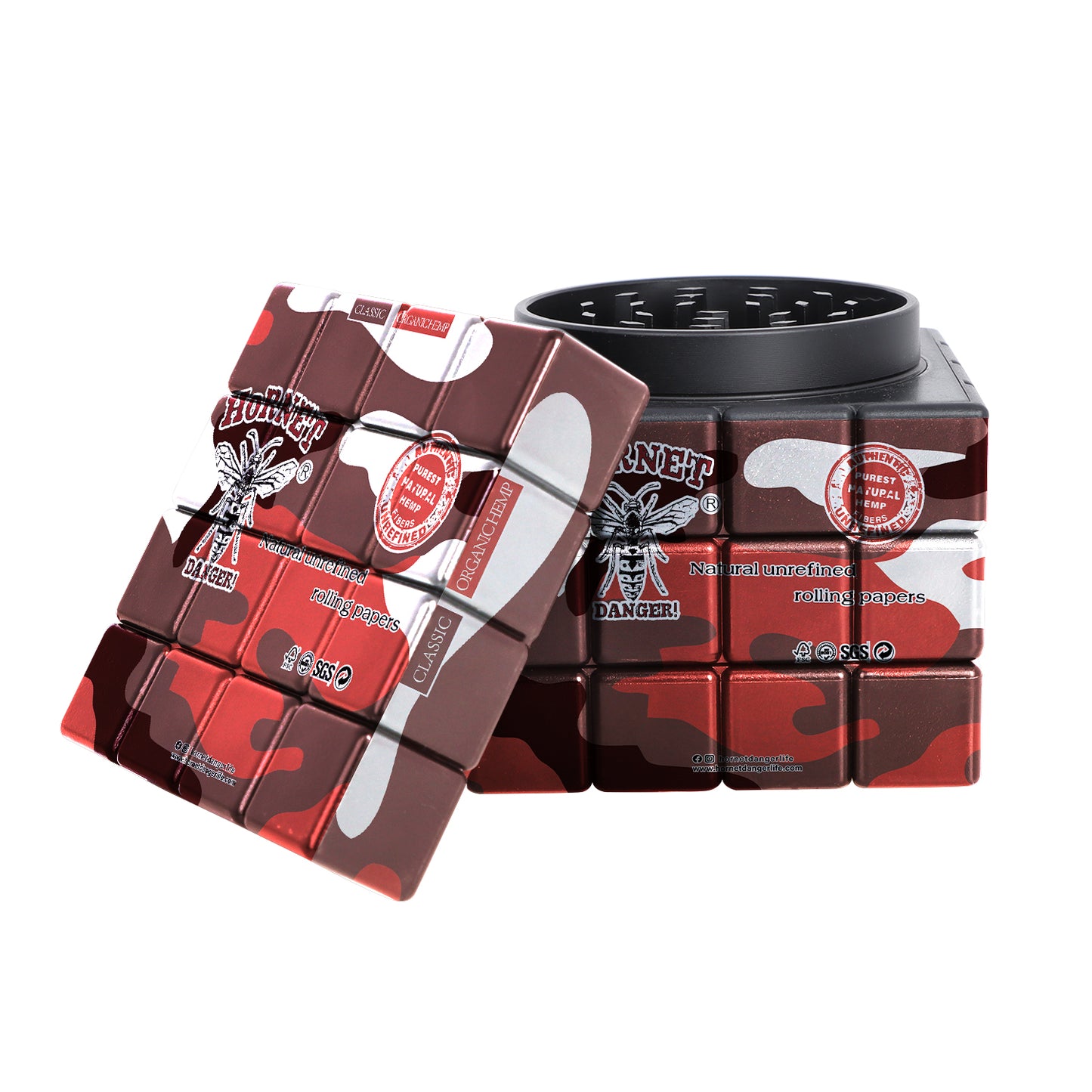 HORNET 60 mm Cube Shape Plastic Herb Grinder, 4 Lay Herbal Grinder