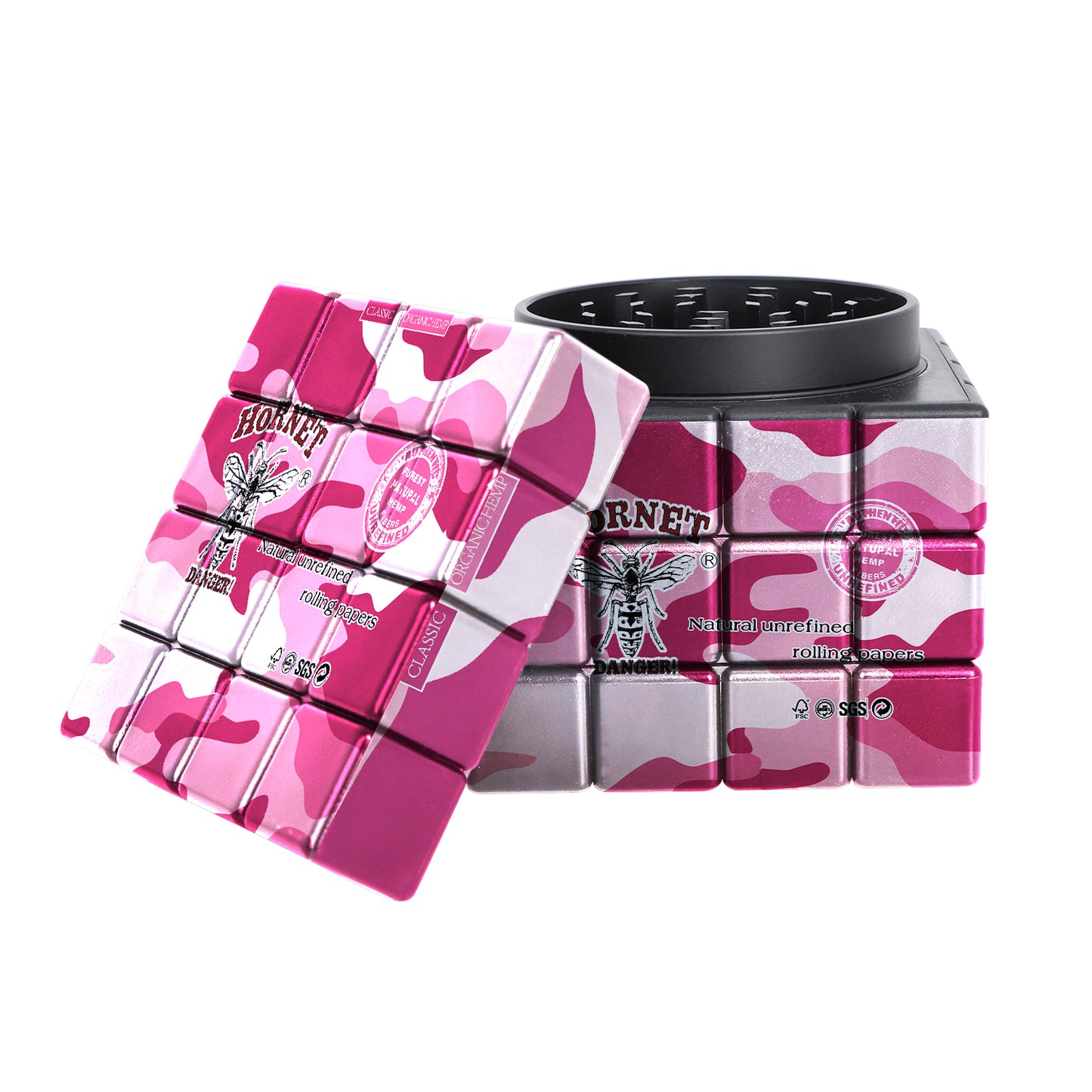 HORNET 60 mm Cube Shape Plastic Herb Grinder, 4 Lay Herbal Grinder
