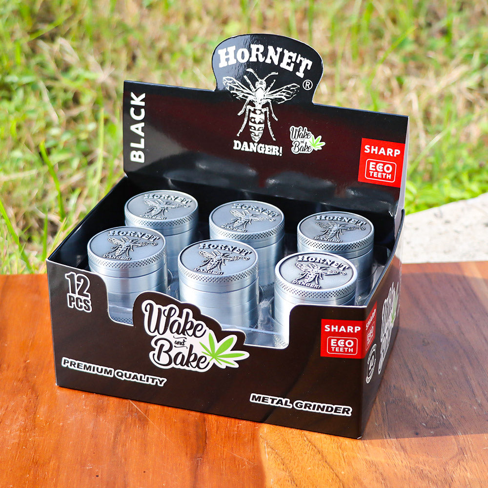 HORNET Zinc Alloy Herb Grinder, 3 Lay Ø 40 Smoker Grinder, Portable & Easy Clean Metal Herbal Grinder, 6 PCS / Box