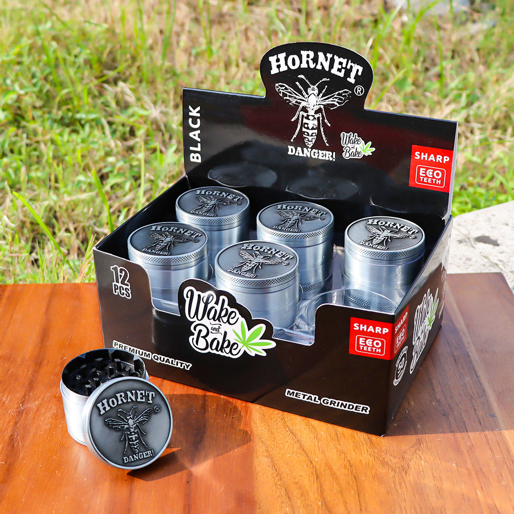 HORNET Zinc Alloy Herb Grinder, 4 Lay Ø 40 Smoker Grinder, Portable & Easy Clean Metal Herbal Grinder, 6 PCS / Box