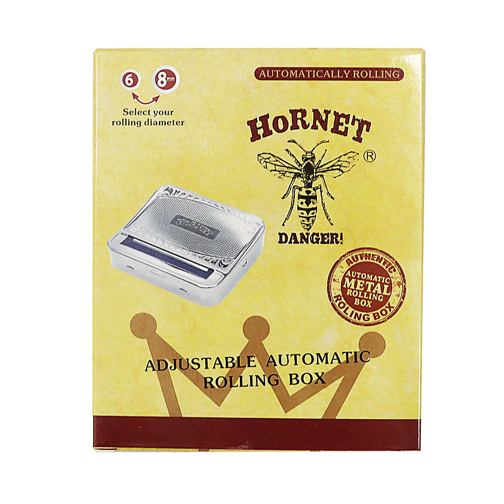 HORNET 70 mm Size Tinplate Rolling Machine Case, Silver Cigarette Rolling Machine Box with Large Stash Case, 6PCS / Box
