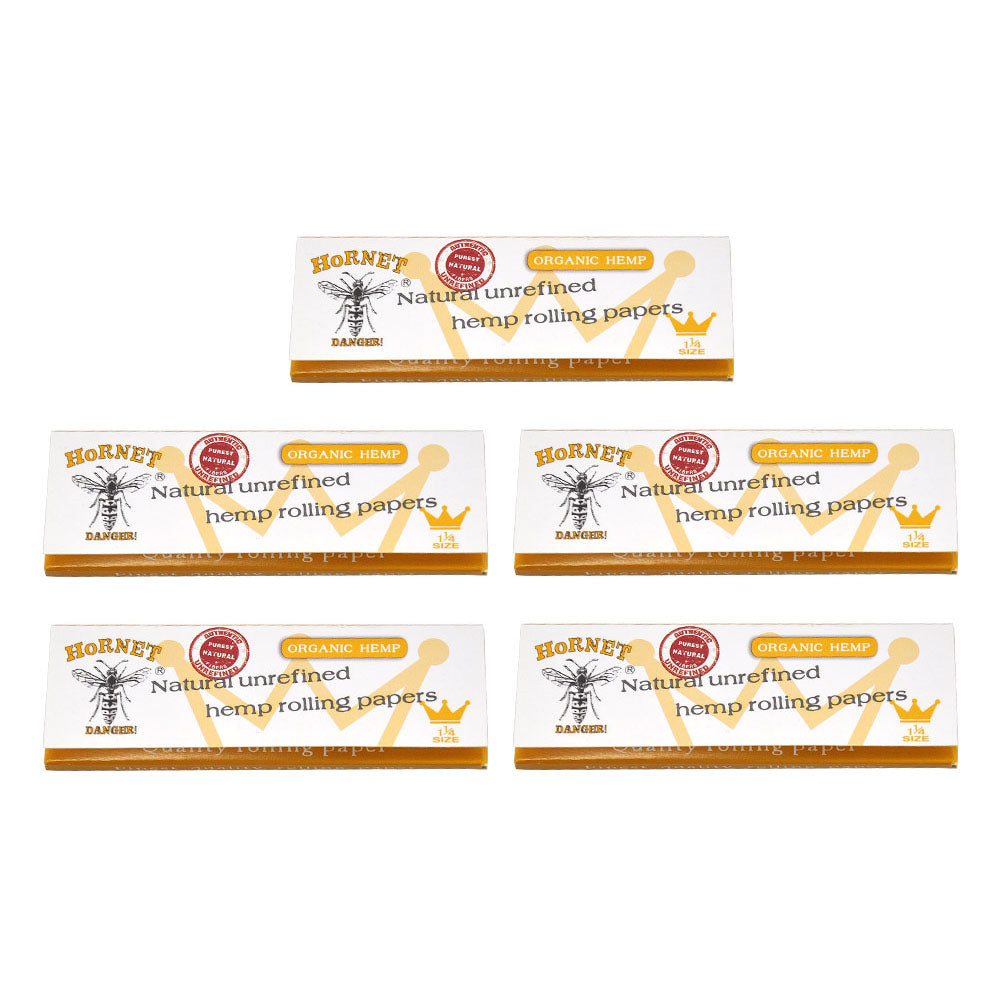 HORNET 1 1/4 Size Rolling Papers, Natural Slim Rolling Papers, White Organic Rolling Paper, 50 Leaves / Pack 50 Pack / Box