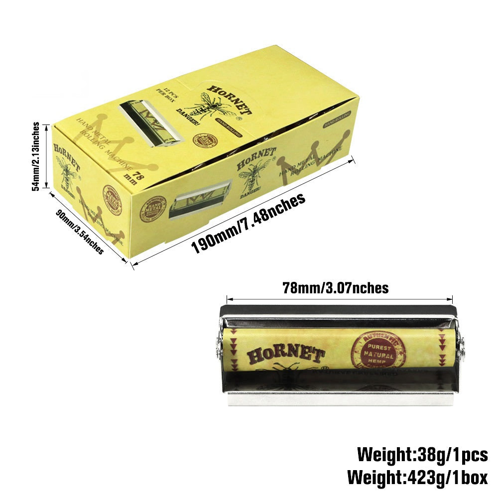HORNET 1 1/4 Size Metal Rolling Machine, Portable Cigarette Rolling Machine, 12 PCS / Box