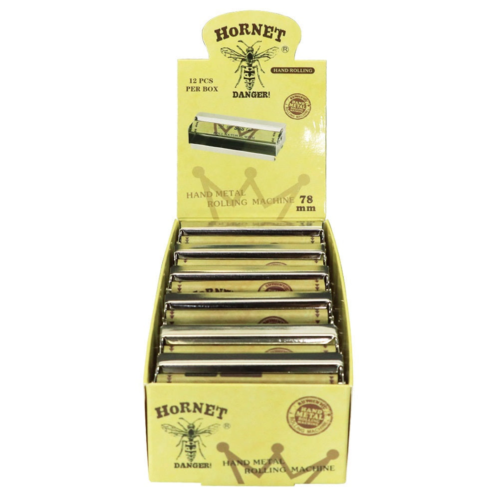 HORNET 1 1/4 Size Metal Rolling Machine, Portable Cigarette Rolling Machine, 12 PCS / Box