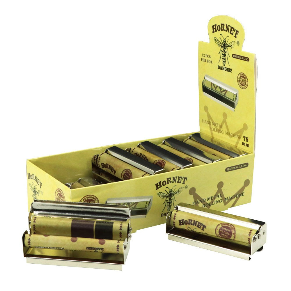 HORNET 1 1/4 Size Metal Rolling Machine, Portable Cigarette Rolling Machine, 12 PCS / Box