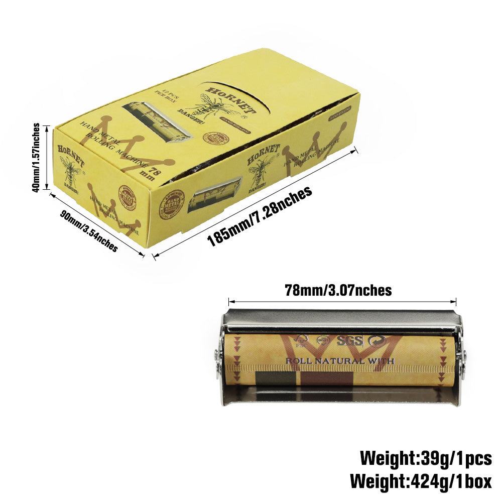 HORNET 1 1/4 Size Metal Rolling Machine, Portable Cigarette Rolling Machine, 12 PCS / Box
