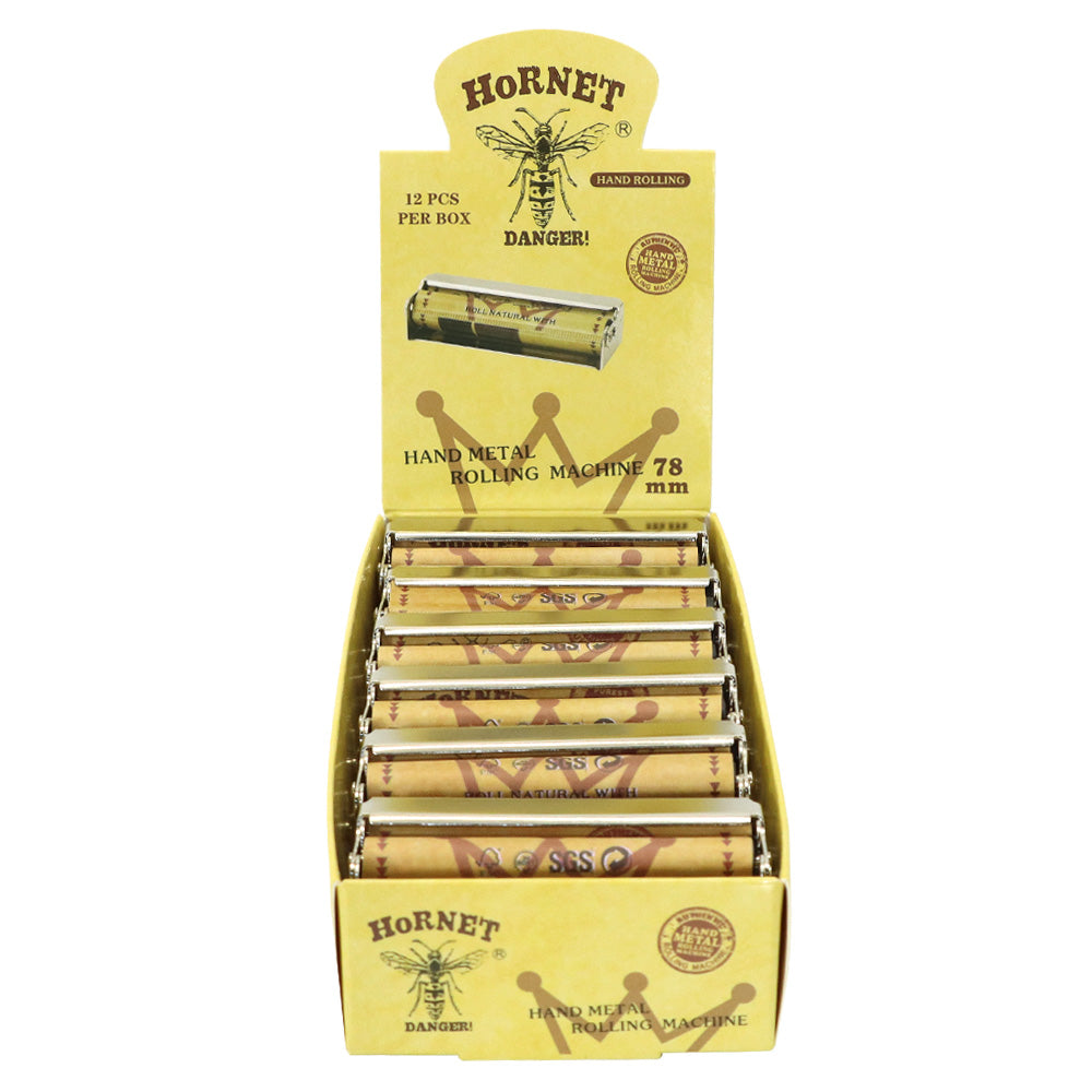 HORNET 1 1/4 Size Metal Rolling Machine, Portable Cigarette Rolling Machine, 12 PCS / Box