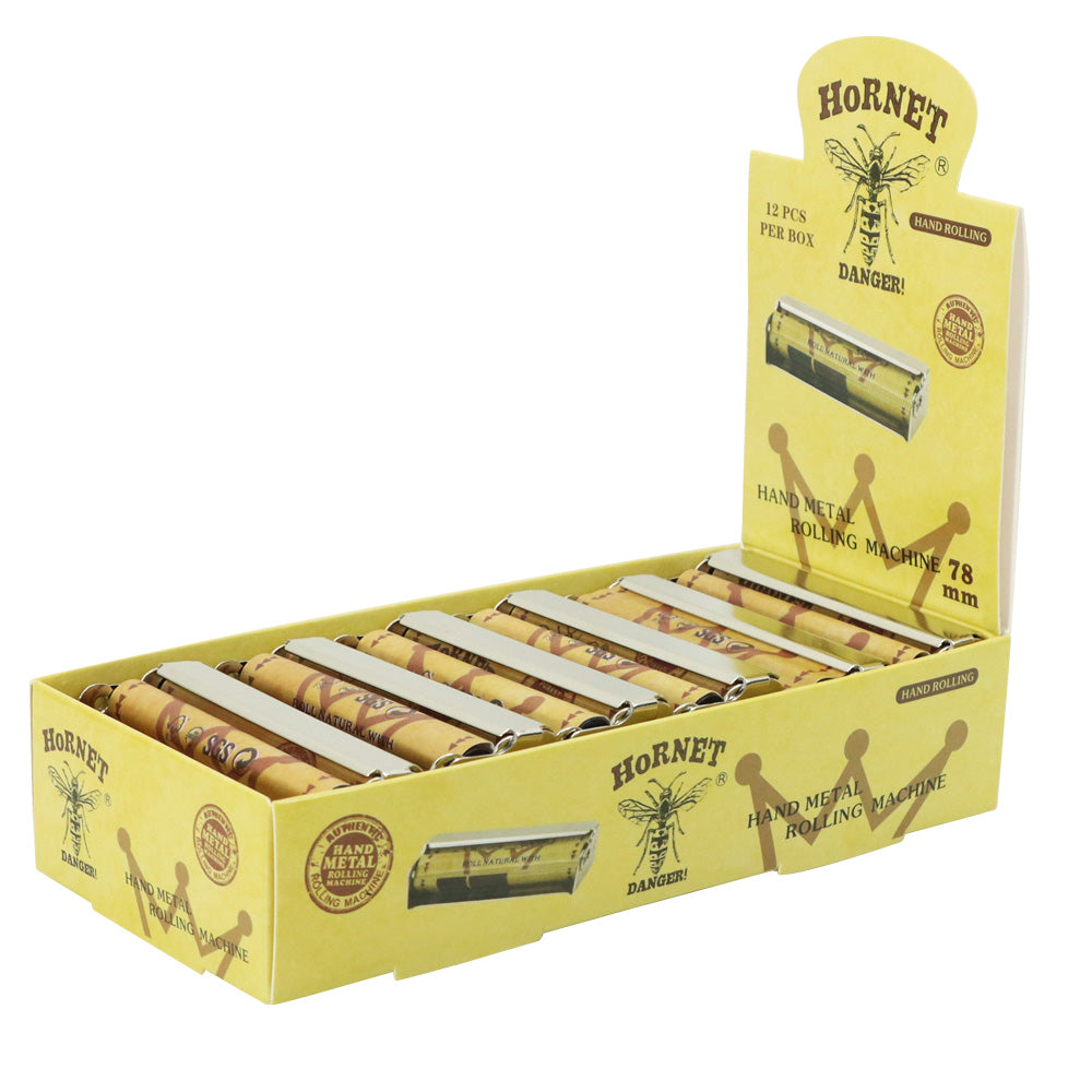 HORNET 1 1/4 Size Metal Rolling Machine, Portable Cigarette Rolling Machine, 12 PCS / Box