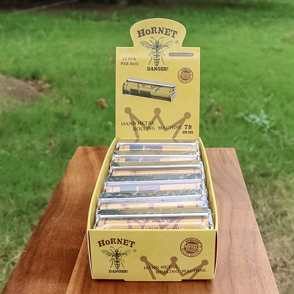 HORNET 1 1/4 Size Metal Rolling Machine, Portable Cigarette Rolling Machine, 12 PCS / Box