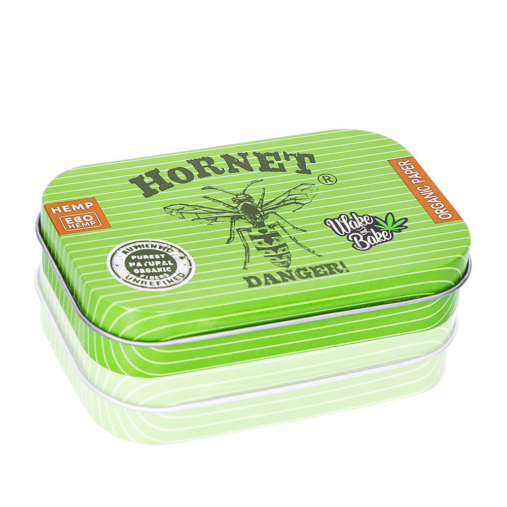 HORNET Tinplate Flip Tobacco Storage Box, 100 x 64 mm Size Metal Tin, Portable & Smell Proof Tobacco Storage Case, 24 Case / Box