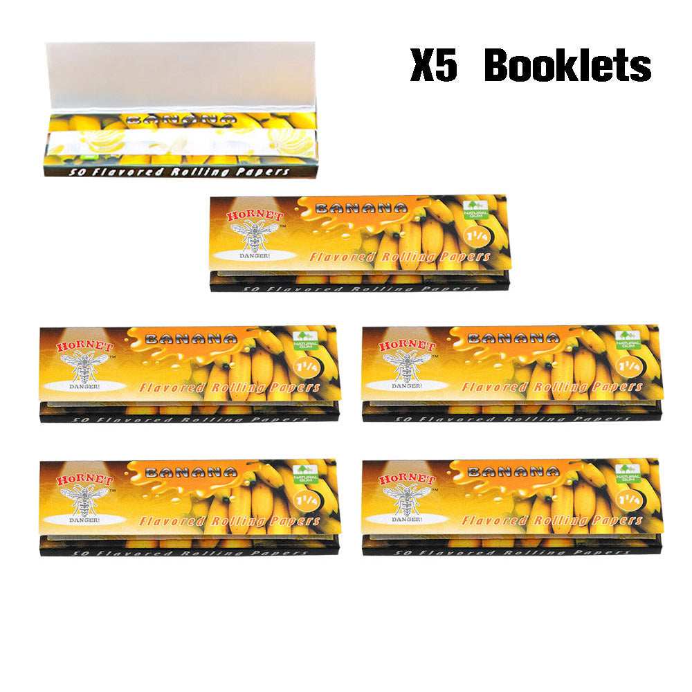 HORNET 1 1/4 Size Banana Flavors Rolling Papers, Slow Burning Rolling Paper, Natural Rolling Paper, 50 Piece / Pack 50 Pack / Box