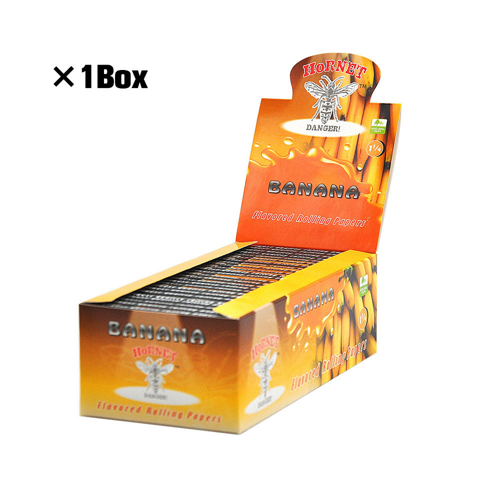 HORNET 1 1/4 Size Banana Flavors Rolling Papers, Slow Burning Rolling Paper, Natural Rolling Paper, 50 Piece / Pack 50 Pack / Box