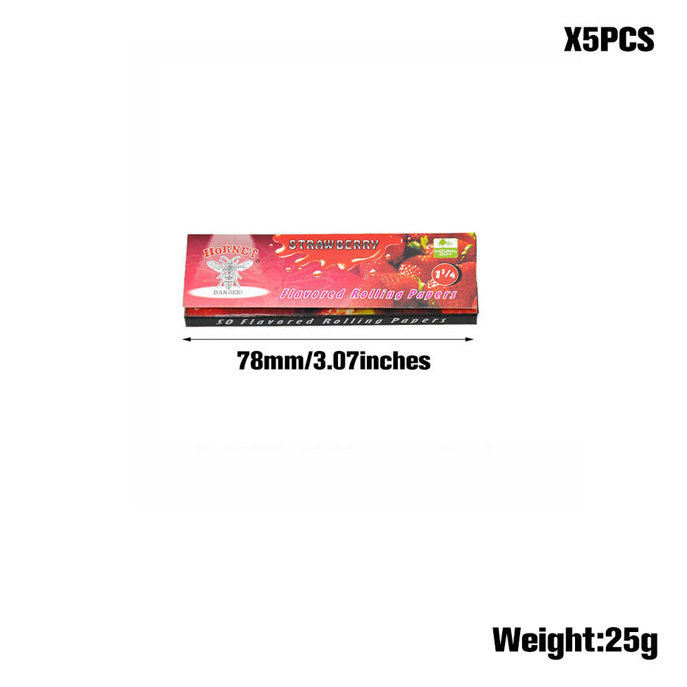 Hornet 1 1/4 Size Strawberry Flavors Rolling Papers, Slow Burning Rolling Paper, Natural Rolling Paper, 50 Piece / Pack 50 Pack / Box