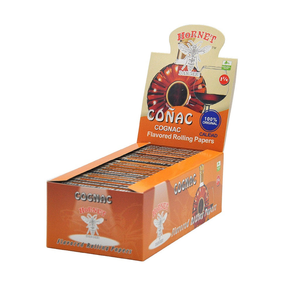 Hornet 1 1/4 Size Cognac Flavors Rolling Papers, Slow Burning Rolling Paper, Natural Rolling Paper, 50 Piece / Pack 50 Pack / Box