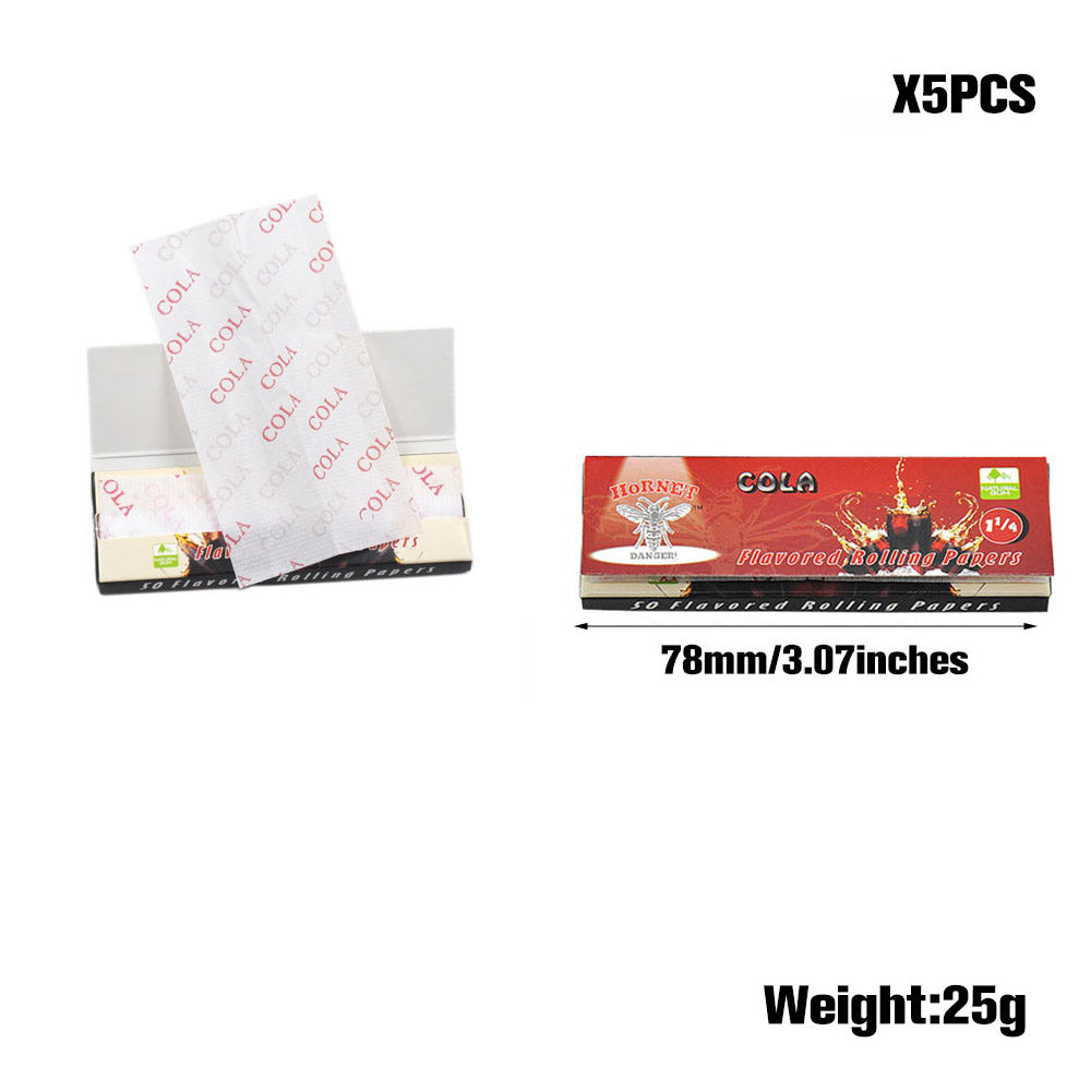 Hornet 1 1/4 Size Cola Flavors Rolling Papers, Slow Burning Rolling Paper, Natural Rolling Paper, 50 Piece / Pack 50 Pack / Box