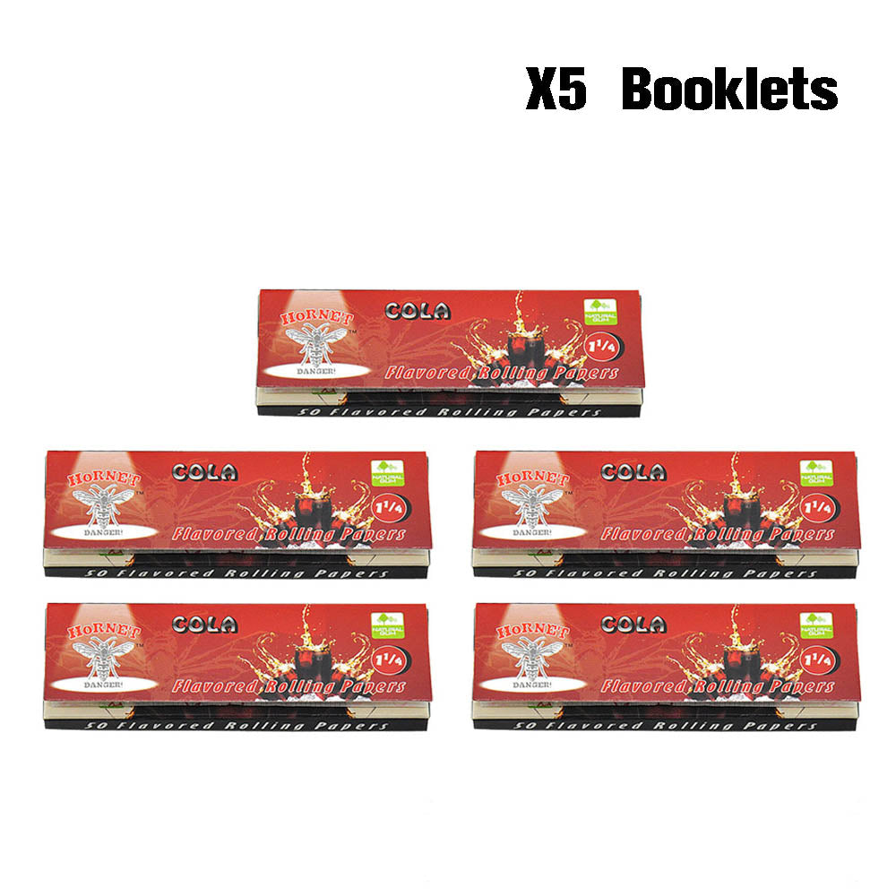 Hornet 1 1/4 Size Cola Flavors Rolling Papers, Slow Burning Rolling Paper, Natural Rolling Paper, 50 Piece / Pack 50 Pack / Box