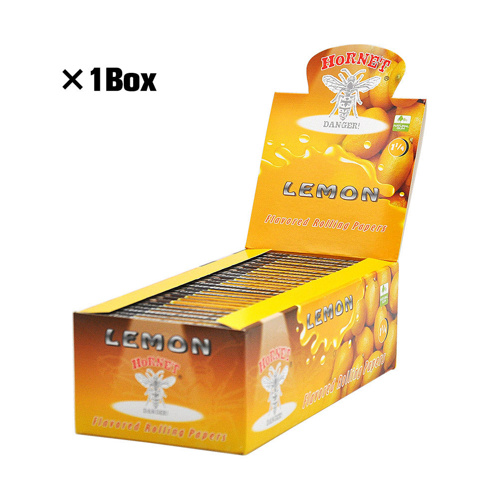 HORNET 1 1/4 Lemon Flavors Rolling Papers, Slow Burning Rolling Paper, Natural Rolling Paper, 50 Piece / Pack 50 Pack / Box