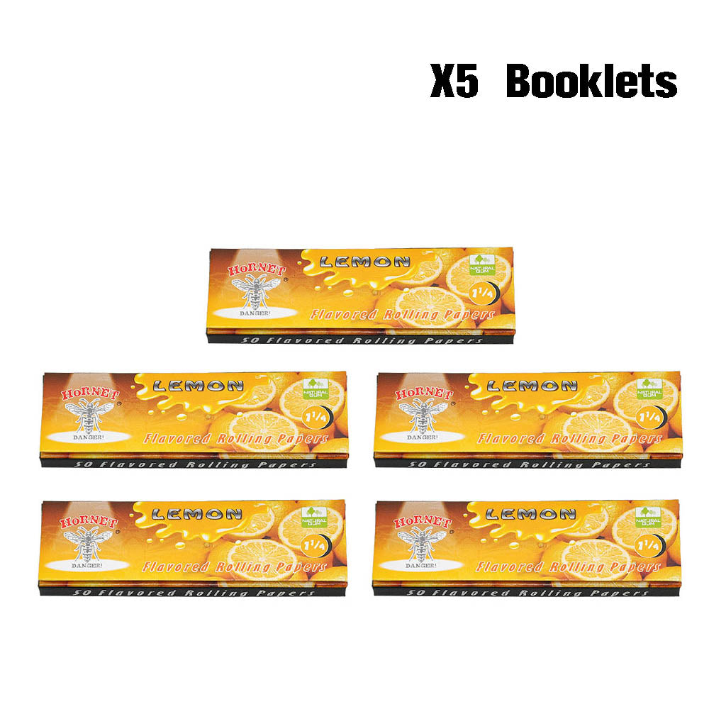 HORNET 1 1/4 Lemon Flavors Rolling Papers, Slow Burning Rolling Paper, Natural Rolling Paper, 50 Piece / Pack 50 Pack / Box