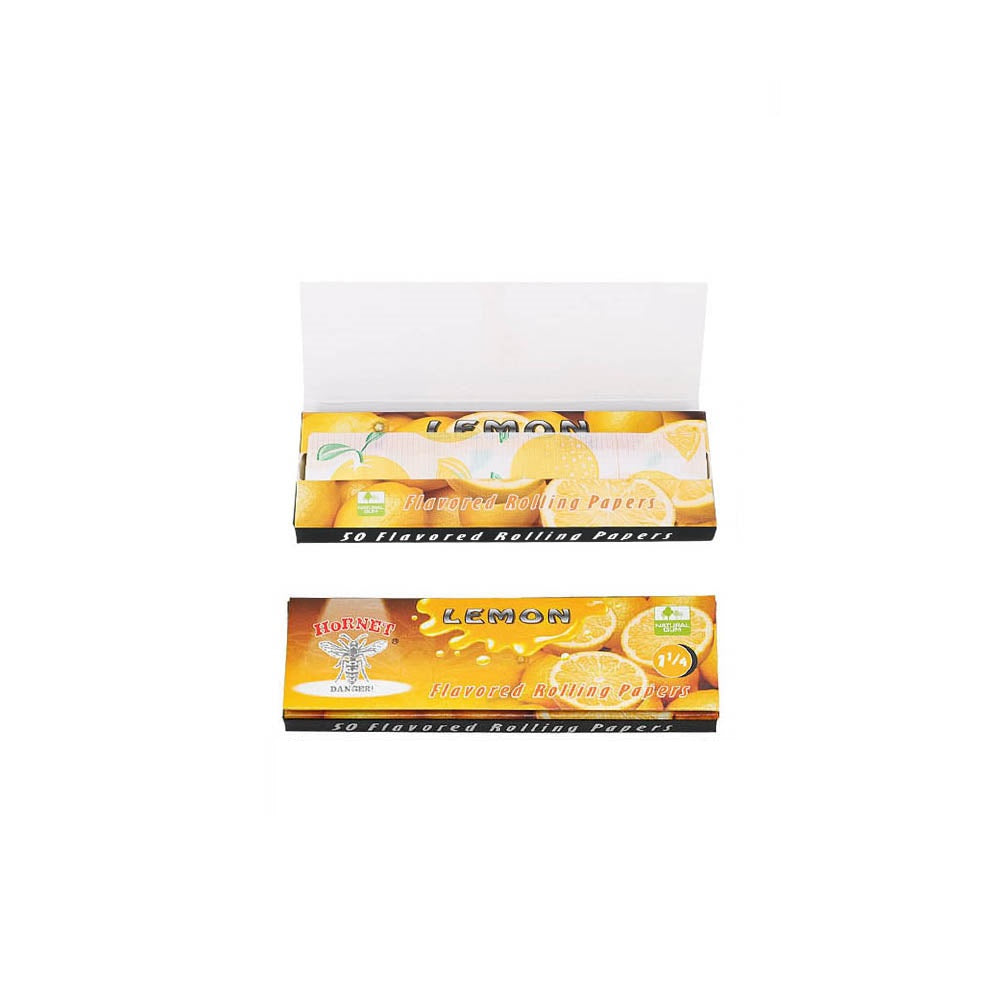 HORNET 1 1/4 Lemon Flavors Rolling Papers, Slow Burning Rolling Paper, Natural Rolling Paper, 50 Piece / Pack 50 Pack / Box