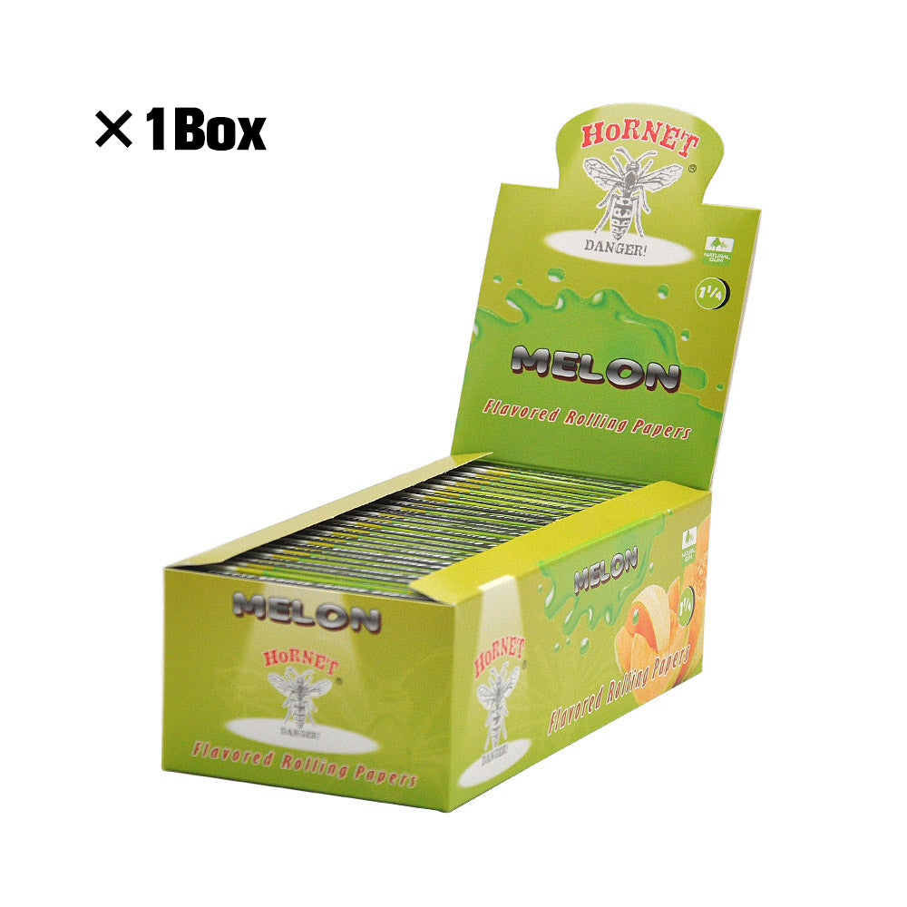 HORNET 1 1/4 Size Hami Melon Flavors Rolling Papers, Slow Burning Rolling Paper, Natural Rolling Paper, 50 Piece / Pack 50 Pack / Box