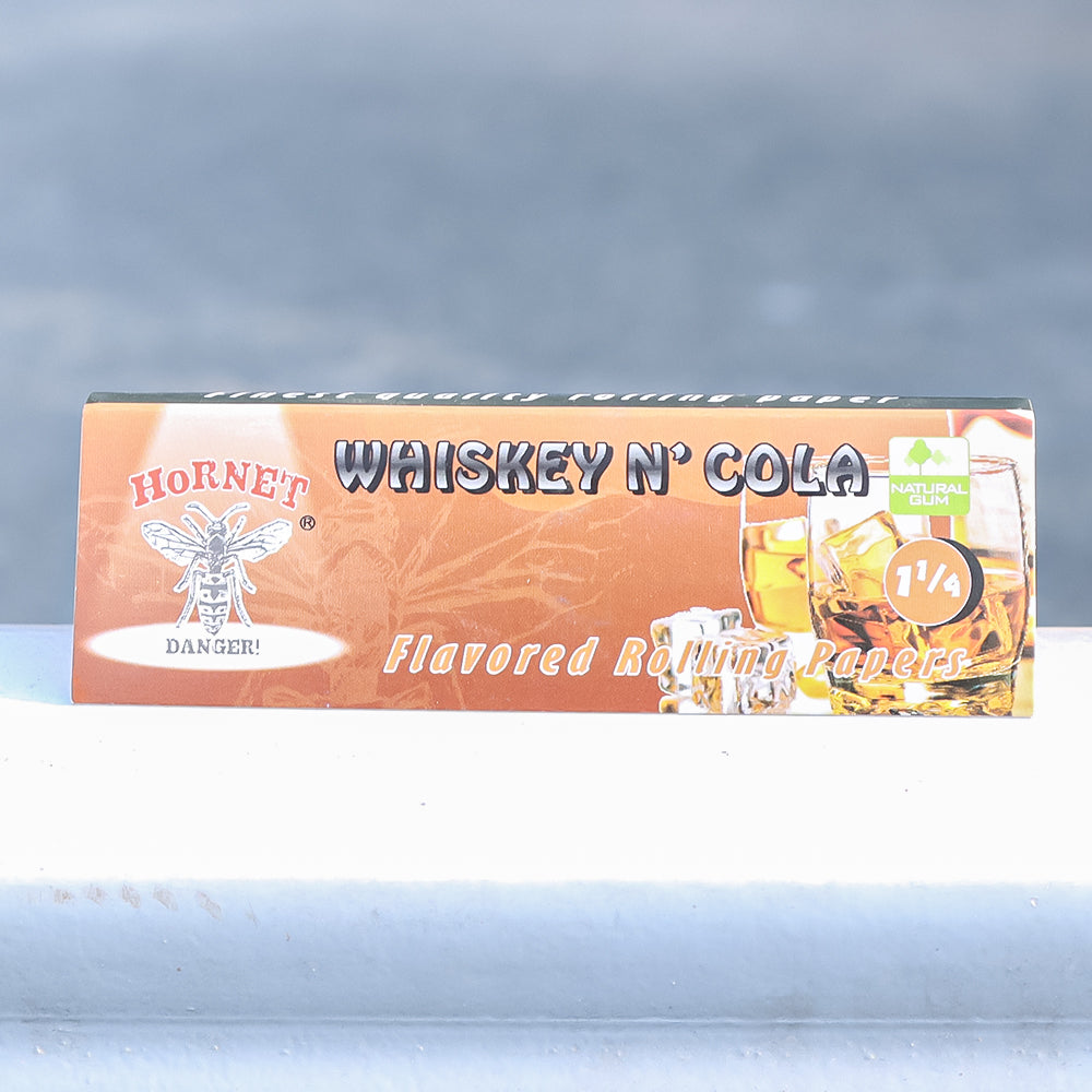 Hornet 1 1/4 Size Whiskey Cola Flavors Rolling Papers, Slow Burning Rolling Paper, Natural Rolling Paper, 50 Piece / Pack 50 Pack / Box