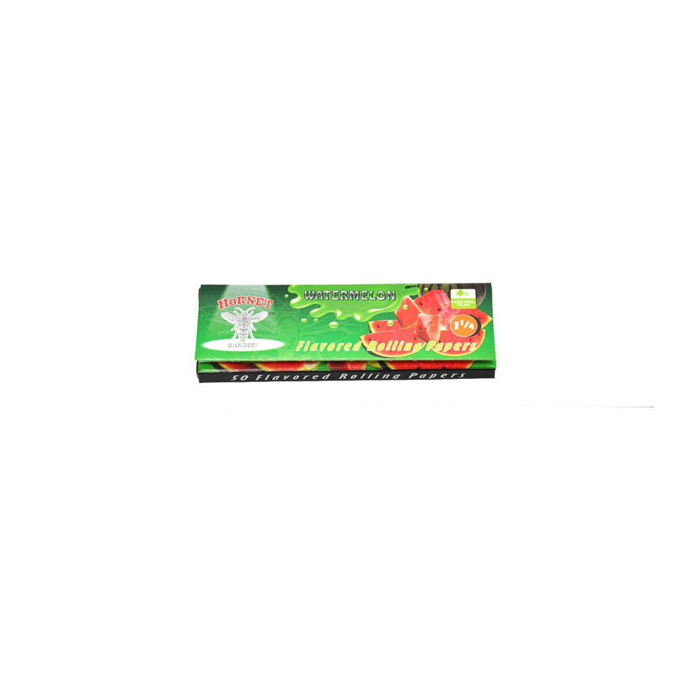 Hornet 1 1/4 Size Watermelon Flavors Rolling Papers, Slow Burning Rolling Paper, Natural Rolling Paper, 50 Piece / Pack 50 Pack / Box