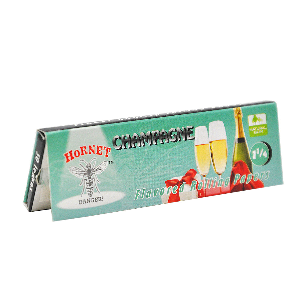 HORNET 1 1/4 Size Champagne Flavors Rolling Papers, Slow Burning Rolling Paper, Natural Rolling Paper, 50 Piece / Pack 50 Pack / Box