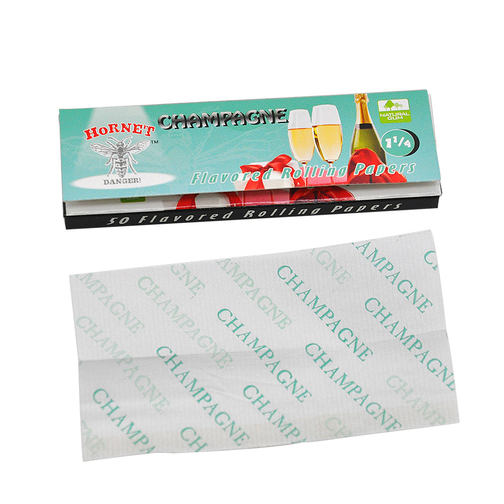 HORNET 1 1/4 Size Champagne Flavors Rolling Papers, Slow Burning Rolling Paper, Natural Rolling Paper, 50 Piece / Pack 50 Pack / Box