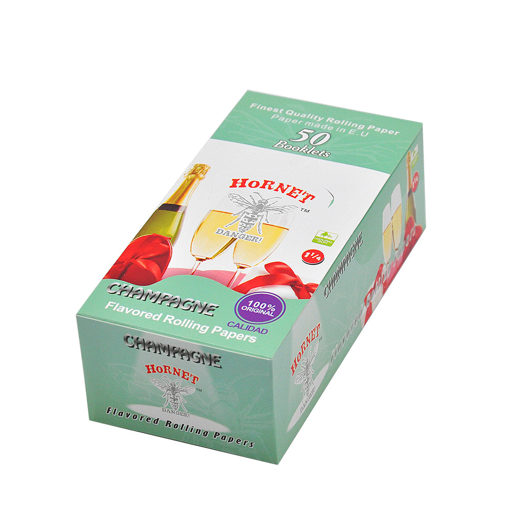 HORNET 1 1/4 Size Champagne Flavors Rolling Papers, Slow Burning Rolling Paper, Natural Rolling Paper, 50 Piece / Pack 50 Pack / Box
