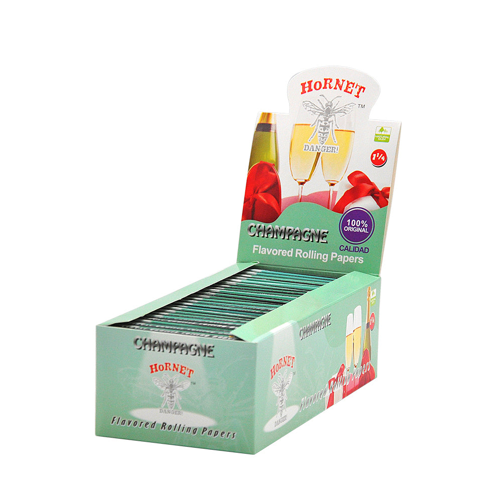 HORNET 1 1/4 Size Champagne Flavors Rolling Papers, Slow Burning Rolling Paper, Natural Rolling Paper, 50 Piece / Pack 50 Pack / Box