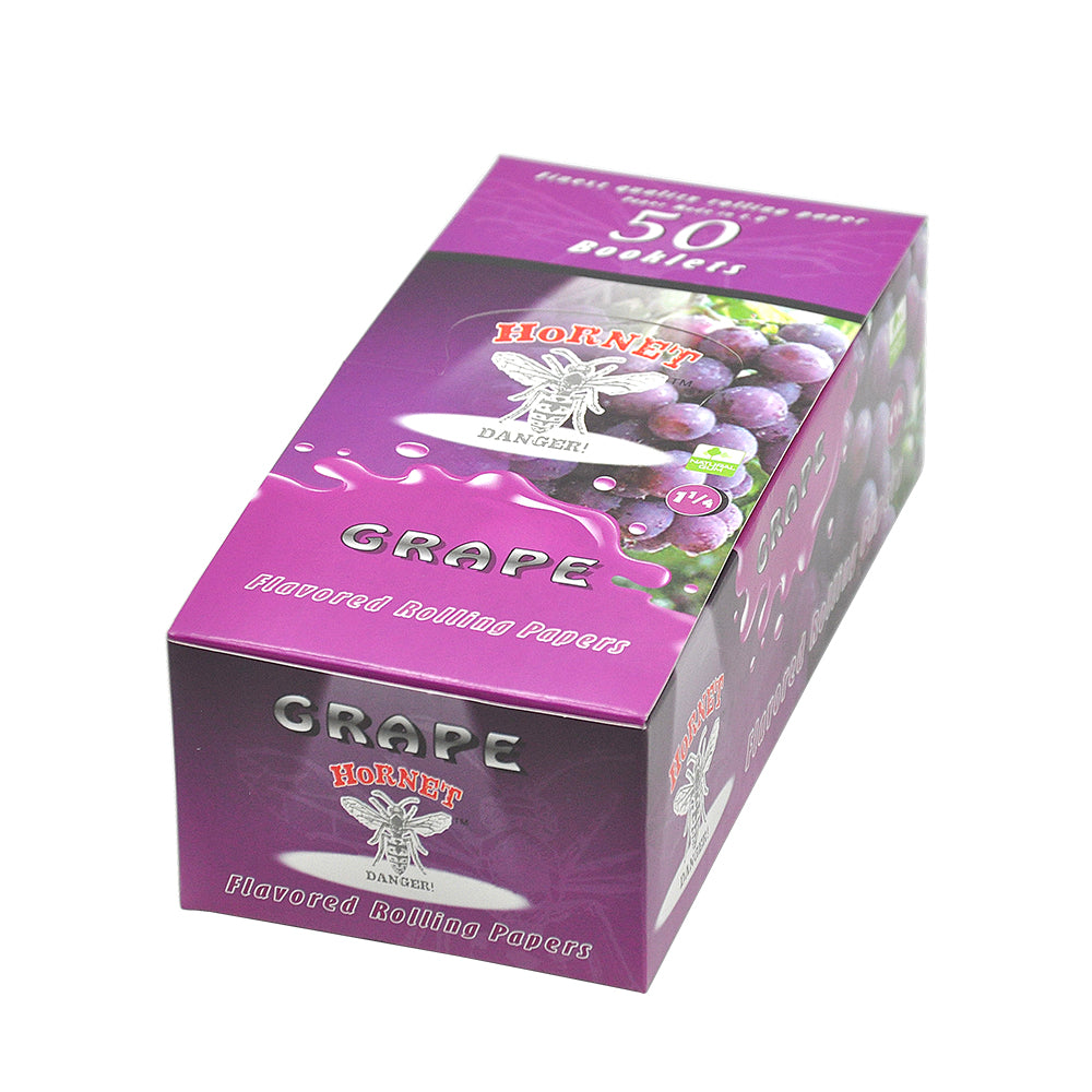 Hornet 1 1/4 Size Grape Flavors Rolling Papers, Slow Burning Rolling Paper, Natural Rolling Paper, 50 Piece / Pack 50 Pack / Box