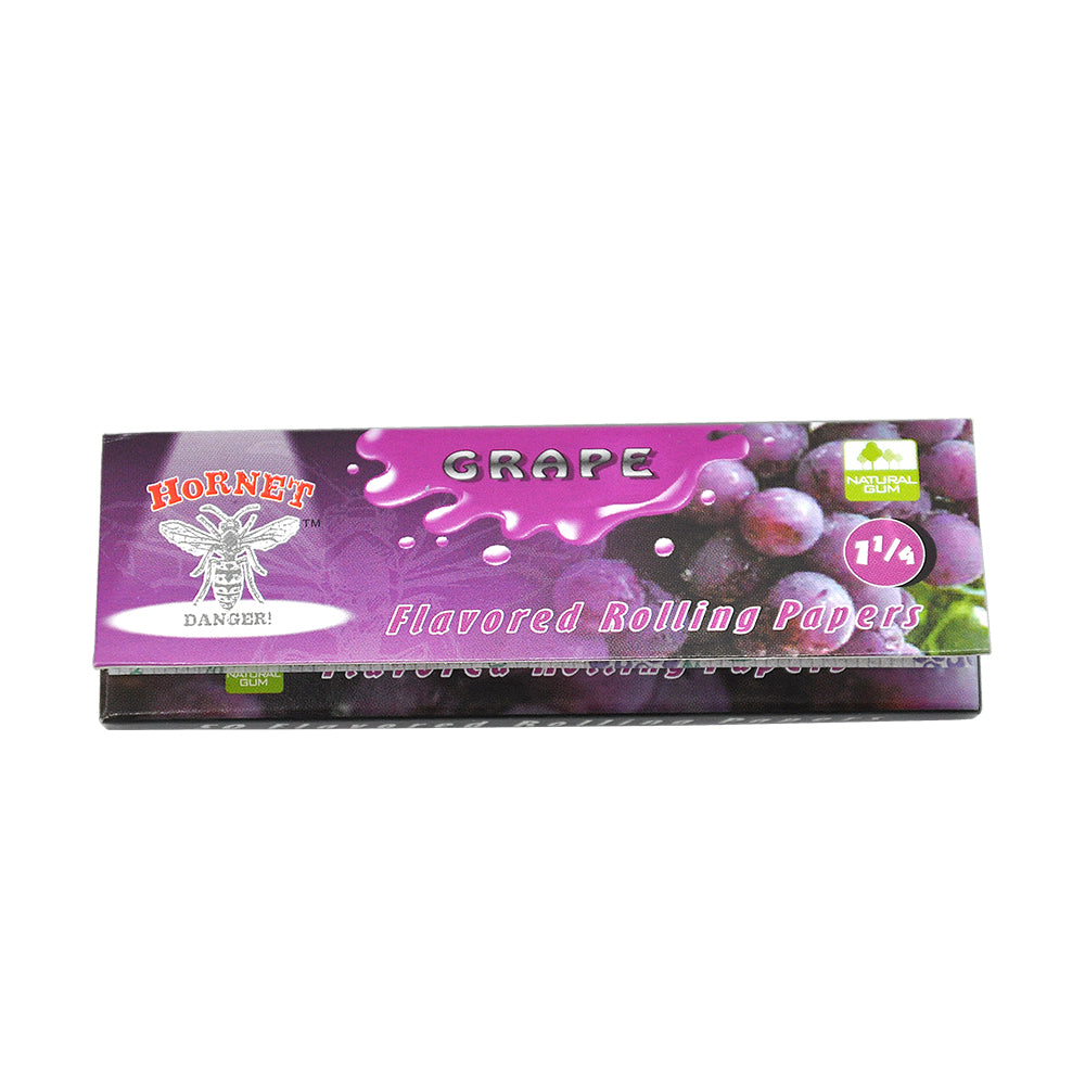 Hornet 1 1/4 Size Grape Flavors Rolling Papers, Slow Burning Rolling Paper, Natural Rolling Paper, 50 Piece / Pack 50 Pack / Box