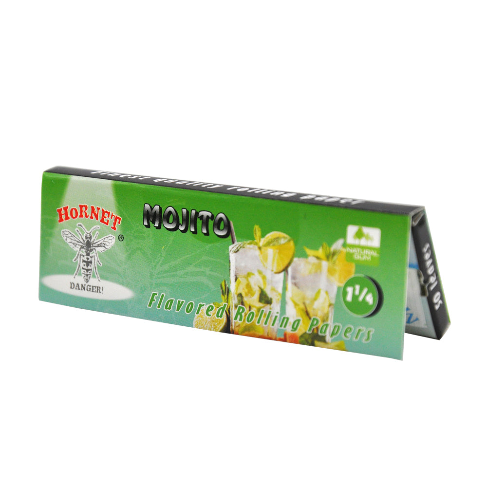 HORNET 1 1/4 Mojito Flavors Rolling Papers, Slow Burning Rolling Paper, Natural Rolling Paper, 50 Piece / Pack 50 Pack / Box