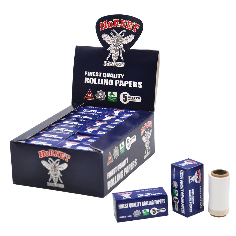 HORNET Blue Style Rolling Paper Rolls, 5 m Free Rolling Papers, Organic Rolling Paper Rolls, 24 PCS / Box