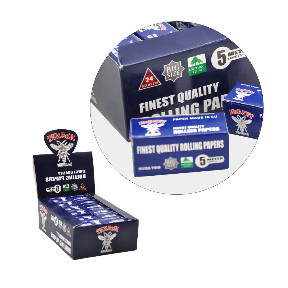 HORNET Blue Style Rolling Paper Rolls, 5 m Free Rolling Papers, Organic Rolling Paper Rolls, 24 PCS / Box