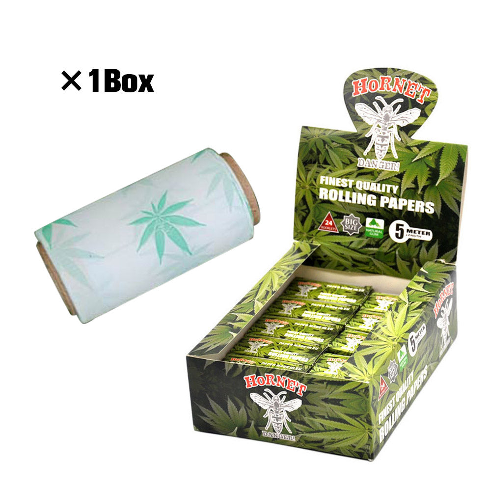 HORNET Leaf Style Rolling Paper Rolls, 5 m Free Rolling Papers, Organic Rolling Paper Rolls, 24 PCS / Box