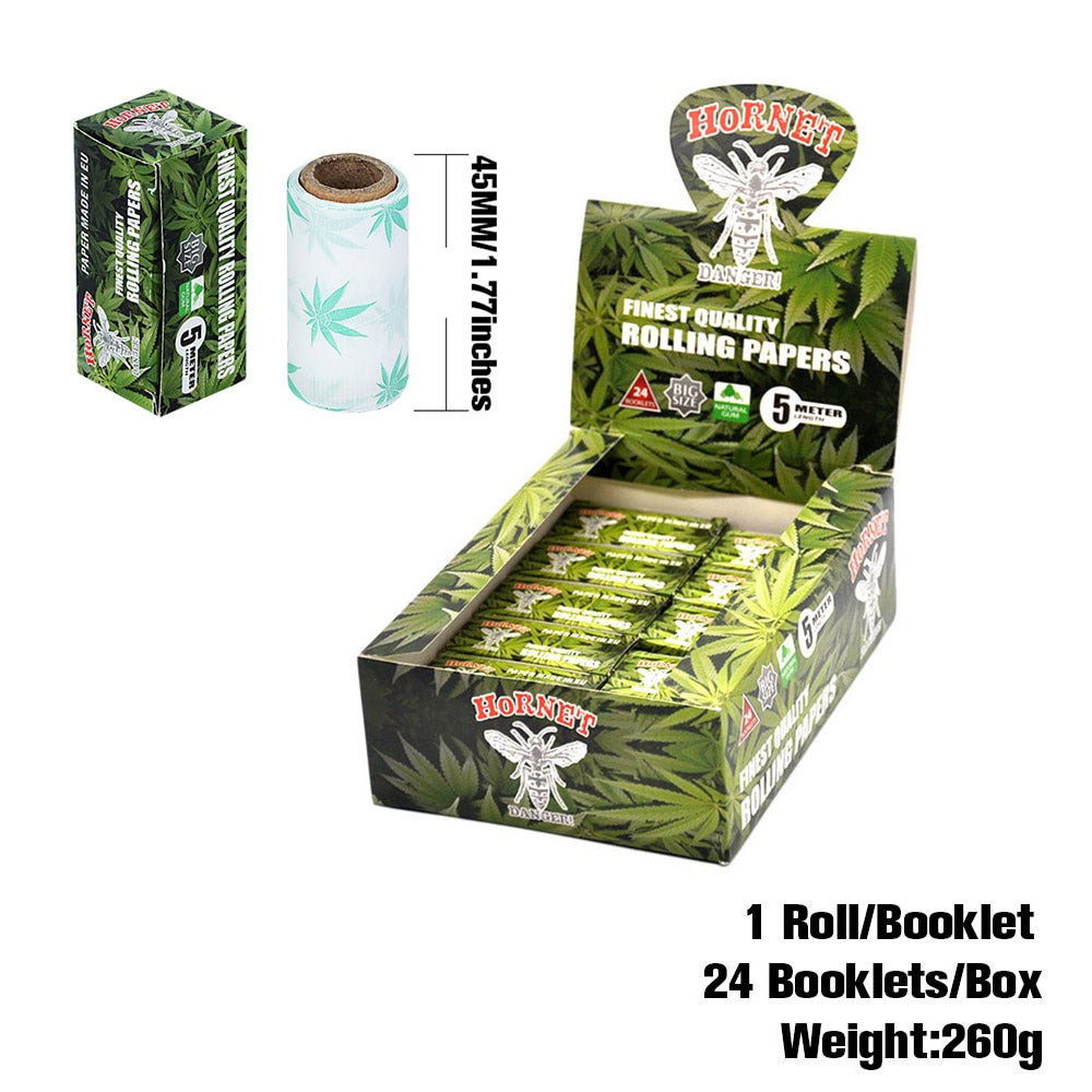 HORNET Leaf Style Rolling Paper Rolls, 5 m Free Rolling Papers, Organic Rolling Paper Rolls, 24 PCS / Box