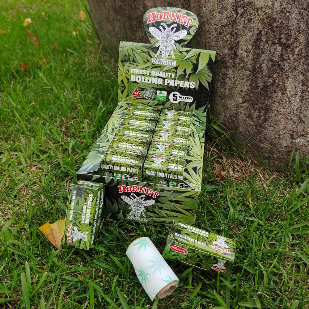 HORNET Leaf Style Rolling Paper Rolls, 5 m Free Rolling Papers, Organic Rolling Paper Rolls, 24 PCS / Box