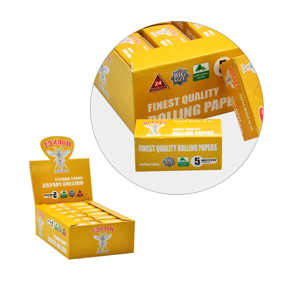 HORNET Yellow Style Rolling Paper Rolls, 5 m Free Rolling Papers, Organic Rolling Paper Rolls, 24 PCS / Box